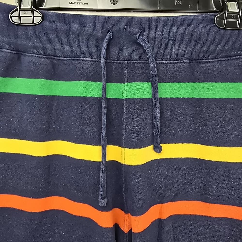 Polo Ralph Lauren Fleece Shorts Mens Large Navy Blue 7" Striped FLAWS - Picture 4 of 13